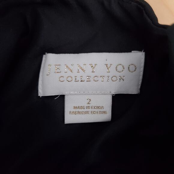 Jenny Yoo Inesse Chiffon V-Neck A-Line Maxi Dress Navy Bridesmaid Gown Size 2 - Picture 9 of 11